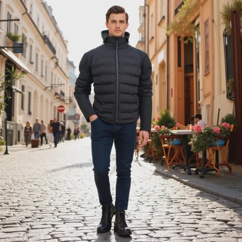 Black Color Hybrid Jacket for Men