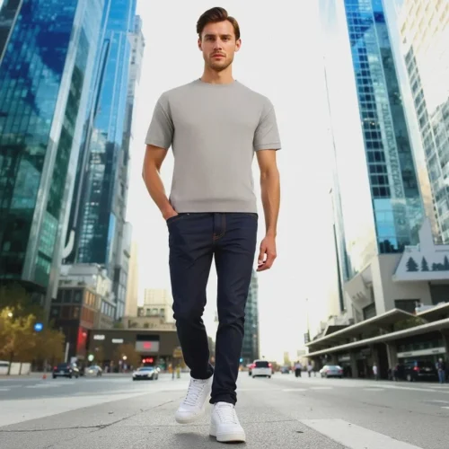 Our Own Branded Men’s Short Sleeve Stone Color T-shirt  5914